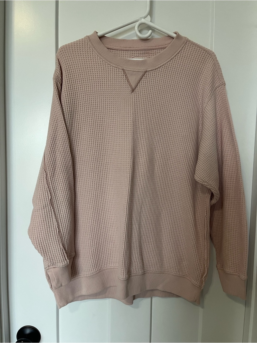 aerie women’s  Waffle Knit Crewneck Sweater - Dusty Pink